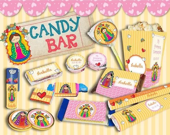 Kit imprimible Virgencitas Porfi Comunion por DulcineasDeco