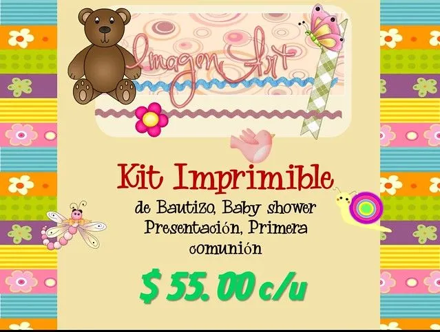 Kit Para Imprimir De Bautizo, Primera Comunión O Baby Shower ...