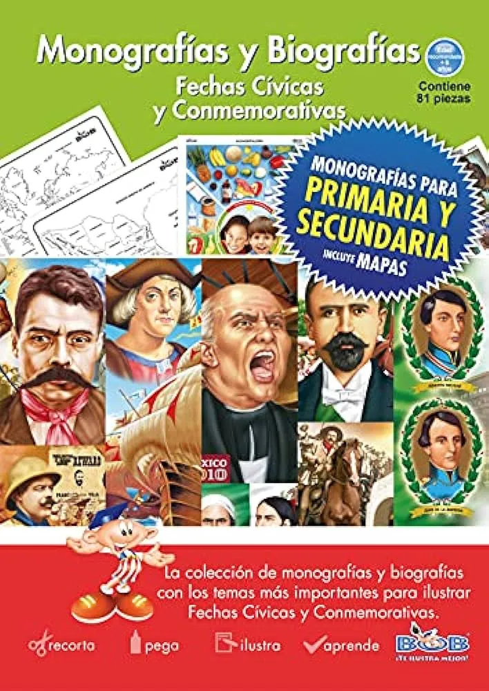 Kit de monografías/laminas, biografías y estampa escolares. CONTENIDO: 2  Blisters/Folders 1.- Temas básicos y 2.-Fechas cívicas y conmemorativas. :  Amazon.com.mx: Oficina y papelería