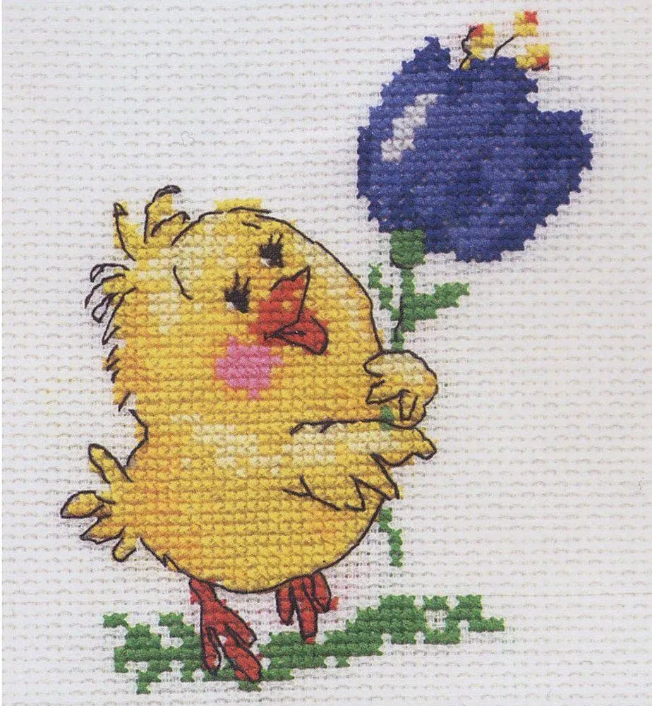 Kit de punto de cruz Pollito sobre lienzo Aida de 14 hilos. - Etsy México