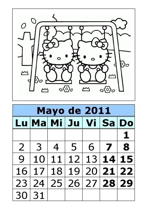  ... de Hello Kitty para colorear de 2011 (2ª parte) : Calendarios para