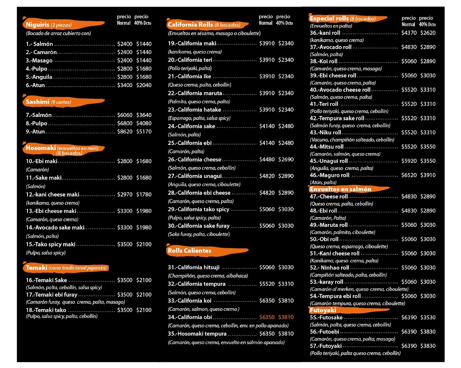 KOI sushi & delivery : CARTA-MENU 2