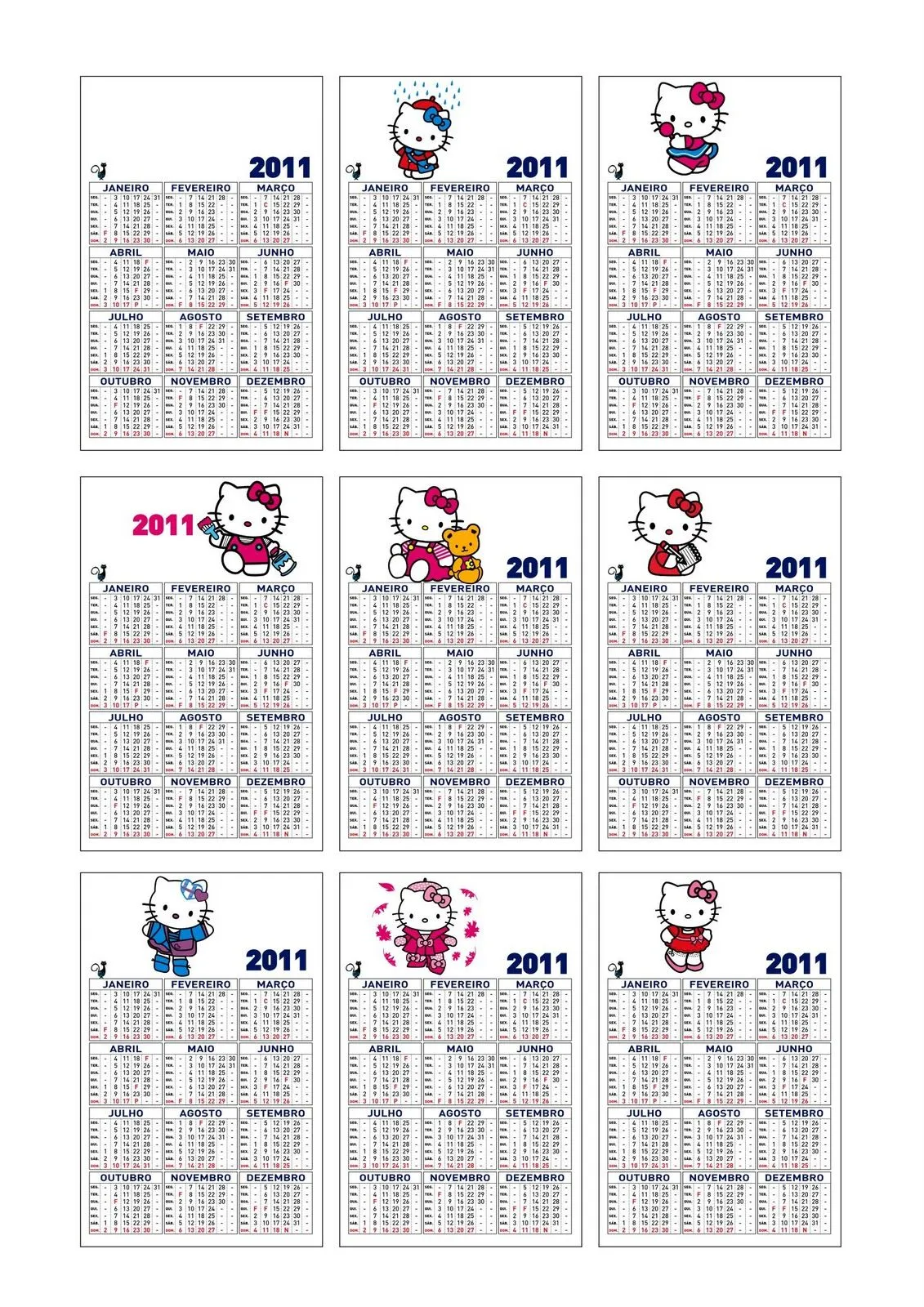 Koisas da Kris: Calendários de Bolso Hello Kitty para 2011