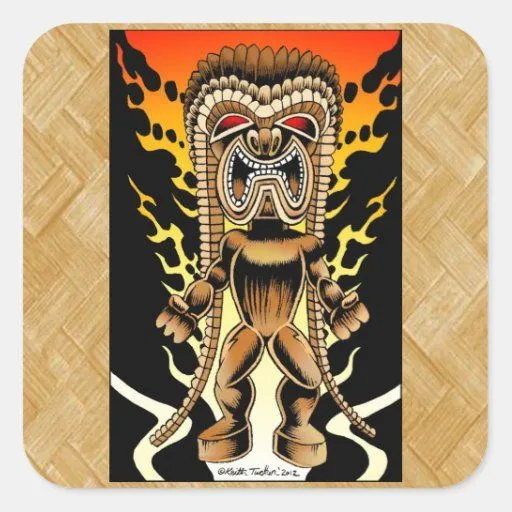 Ku, dios hawaiano de Tiki Pegatina Cuadrada | Zazzle