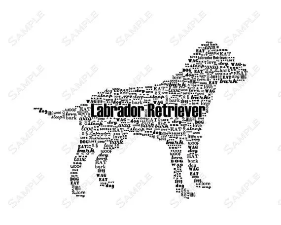 Labrador Retriever palabra arte Caligrama perro por PetGifts