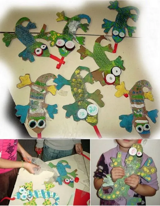 Lagartos reciclados de cartón | Manualidades ...