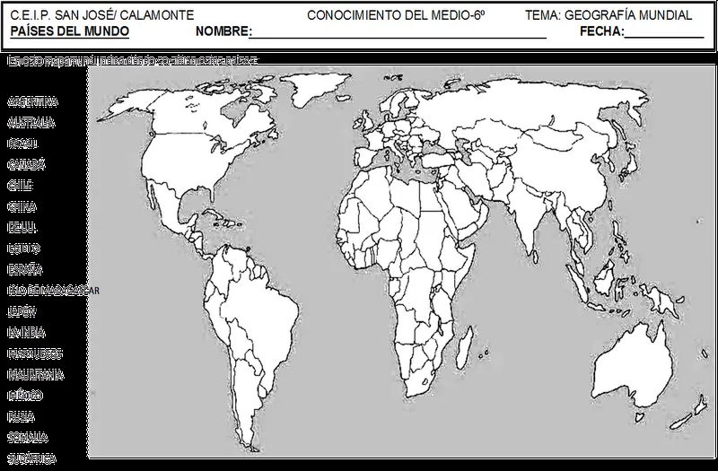 Lali Piñeiro Castilla: MAPAS MUDOS PARA IMPRIMIR DEL MUNDO