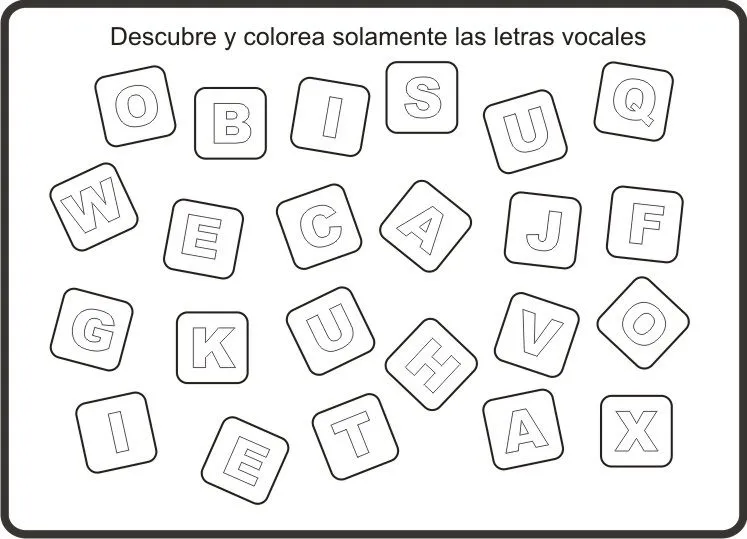 Lamina didactica sobre las Vocales para colorear ~ Dibujos para ...