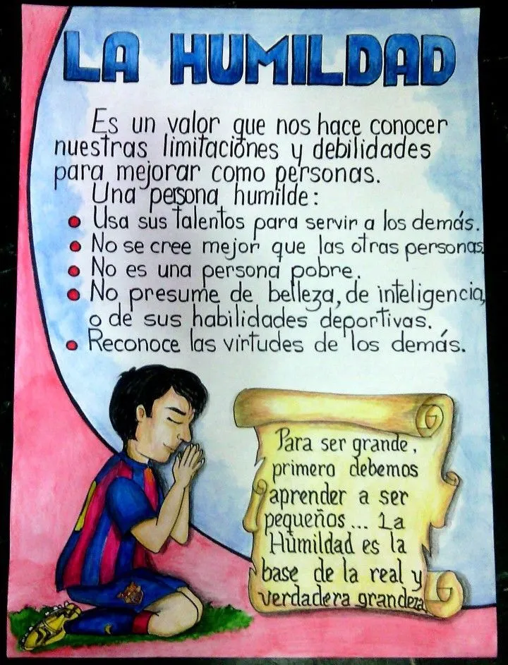 Lámina para exponer el valor de la Humildad. 2do. Grado. | Valor de la  humildad, Educación de valores, Imagenes de los valores