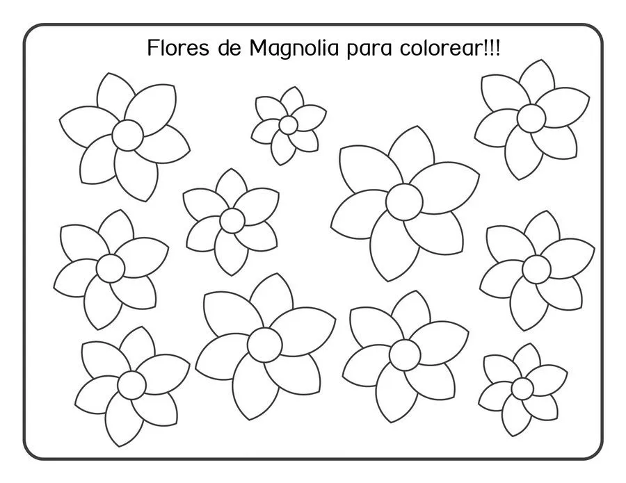 Lamina con Magnolias para colorear ~ Dibujos para Colorear Infantil