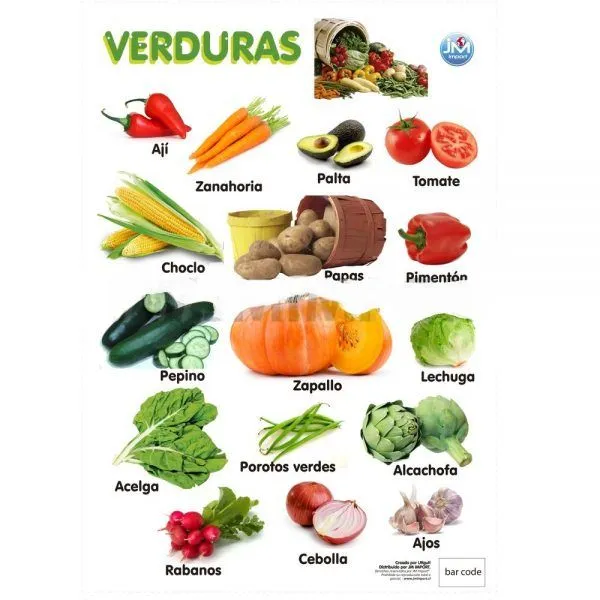 LAMINAS 50 X 70 CM FRUTAS Y VERDURAS - Active Brain