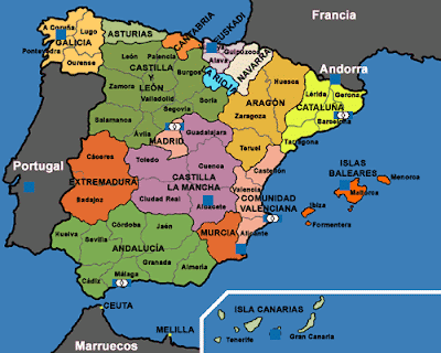 LAMINAS PARA COLOREAR - COLORING PAGES: Mapa de España para imprimir