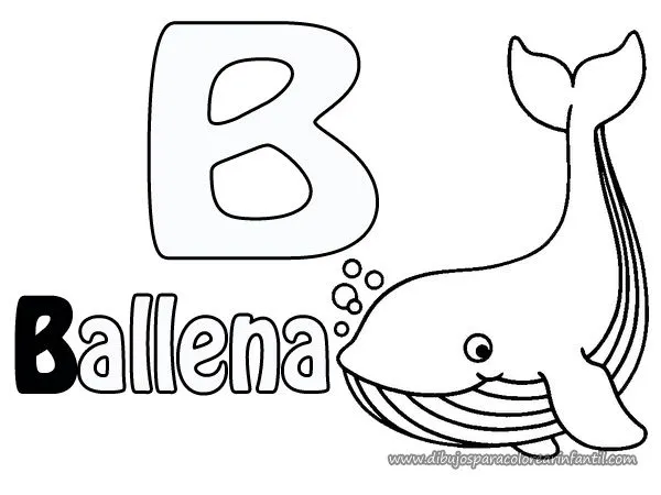 Laminas para colorear - Letra B para colorear: Ballena | Dibujos ...