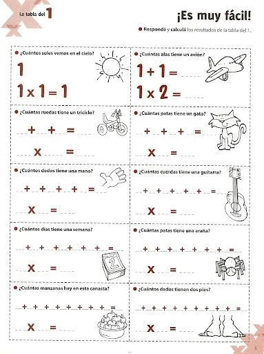 LAMINAS PARA PRACTICAR TABLAS DE MULTIPLICAR