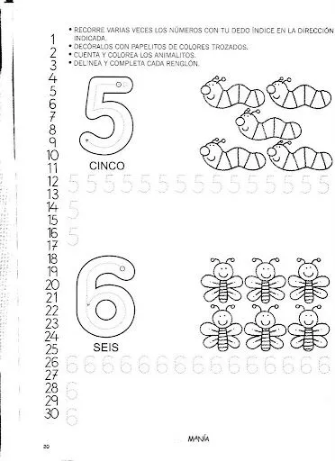 LAMINAS PREESCOLAR PARA TRABAJAR NUMEROS (