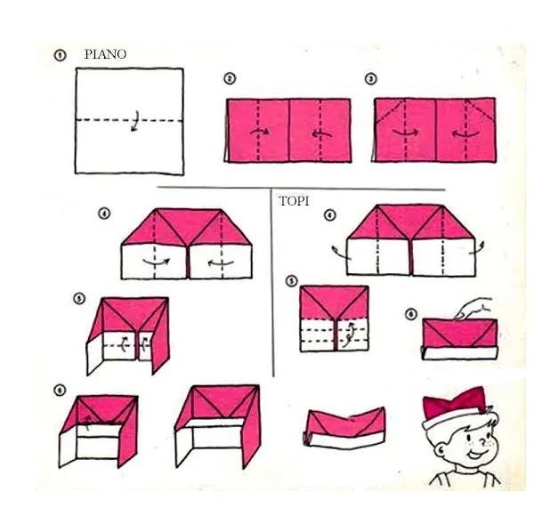 Langkah-langkah membuat Origami Piano dan topi | Klub Origami ...