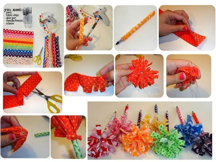 Lapiceras con pompones paso a paso en imágenes. Una manualidad ...