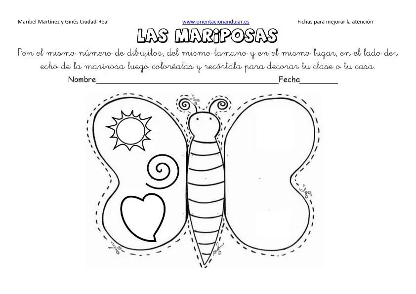 lateralidad derecha y recortar las mariposas simetricas Editable ...