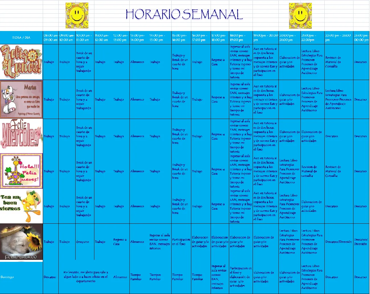 laura: HORARIO SEMANAL