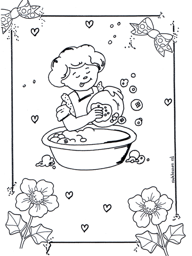 lavando los platos Colouring Pages