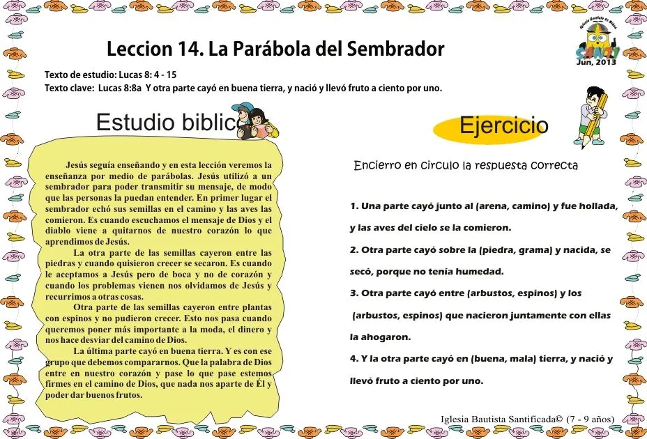 Leccion 14. Parábola del Sembrador « Iglesia de Niños