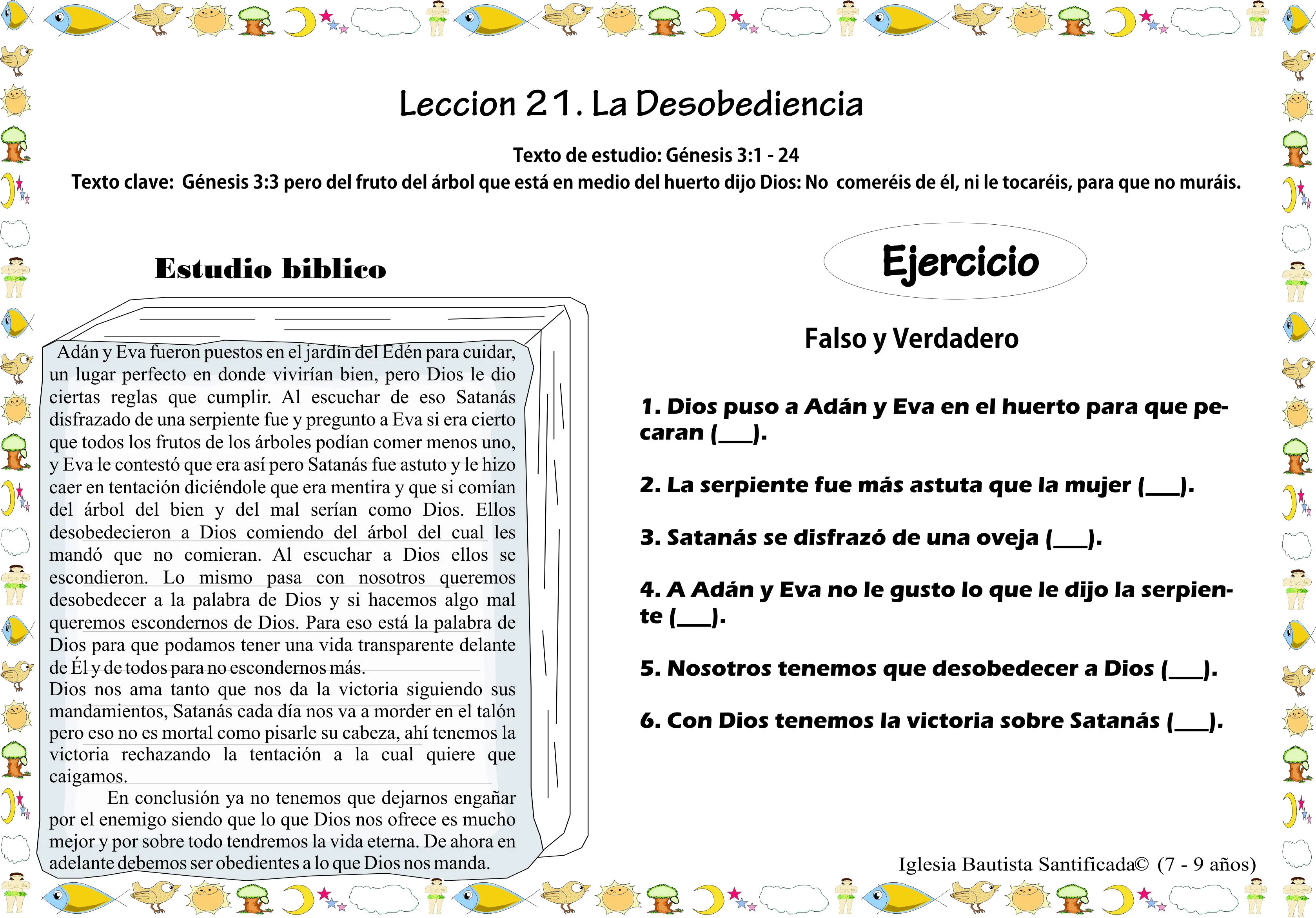 Lección 21. La desobediencia « Iglesia de Niños