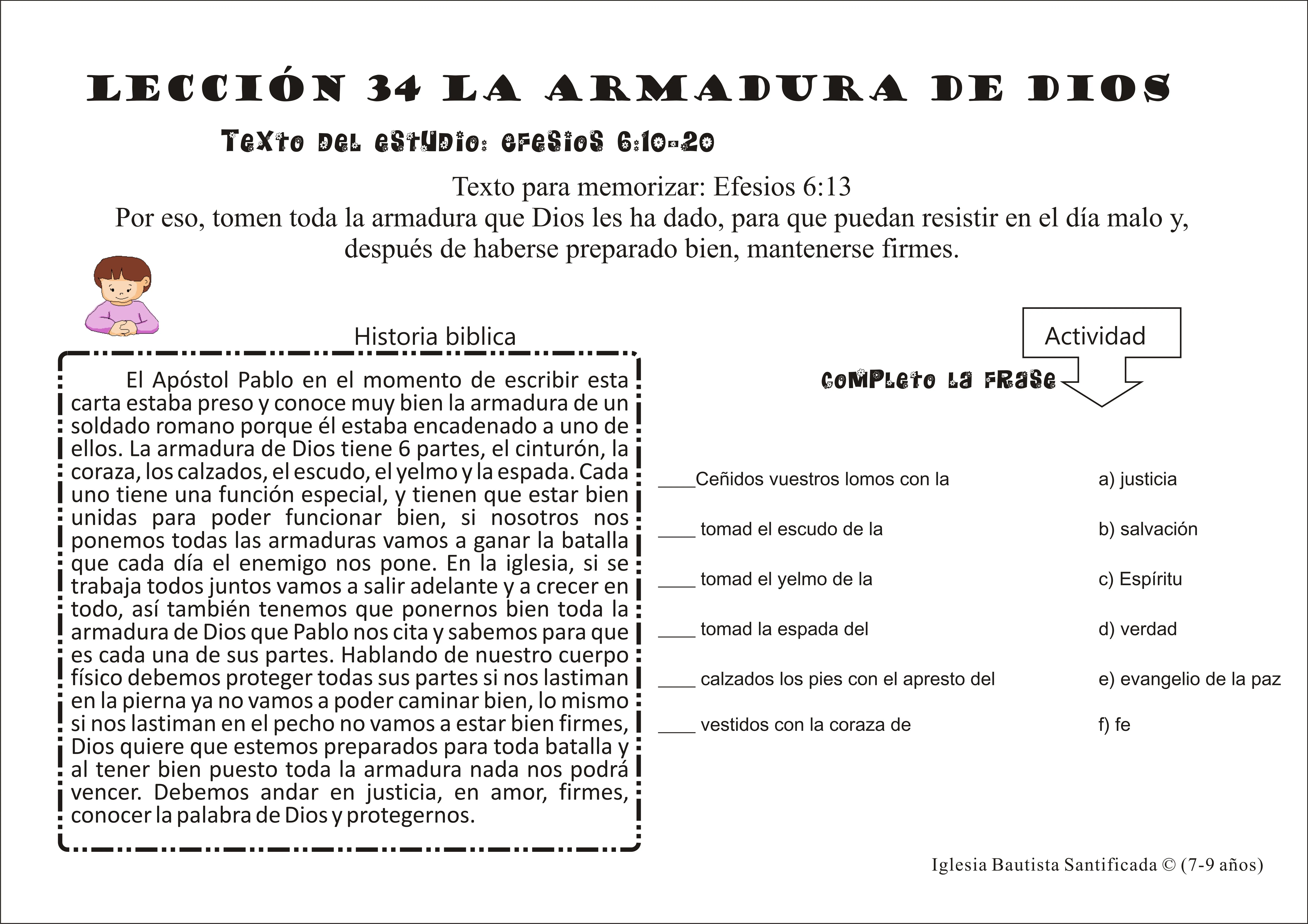 Lección 34 La armadura de Dios | Iglesia de Niños