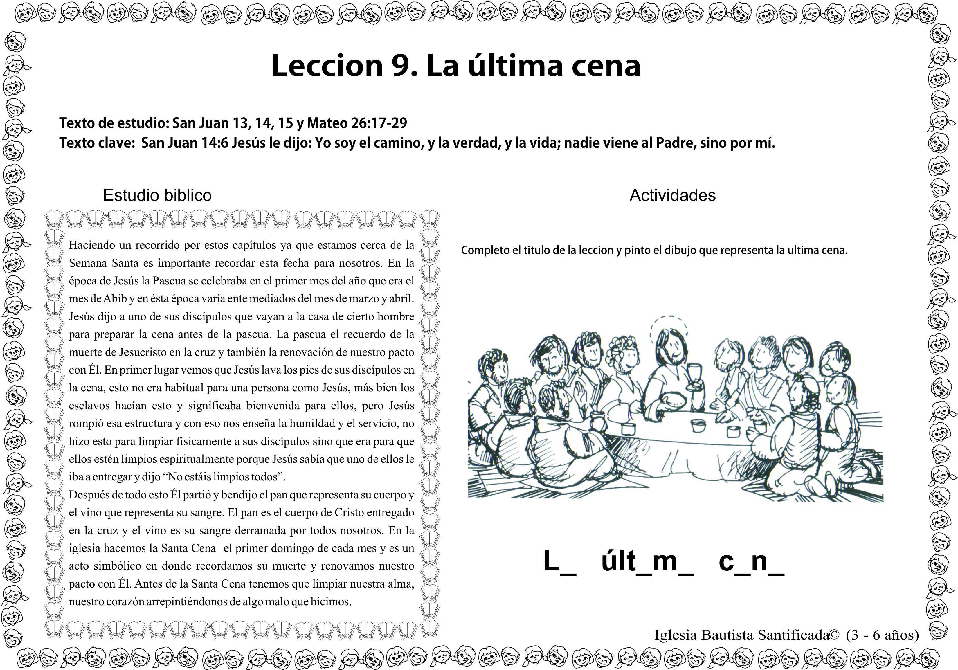 Lección 9. La última cena « Iglesia de Niños