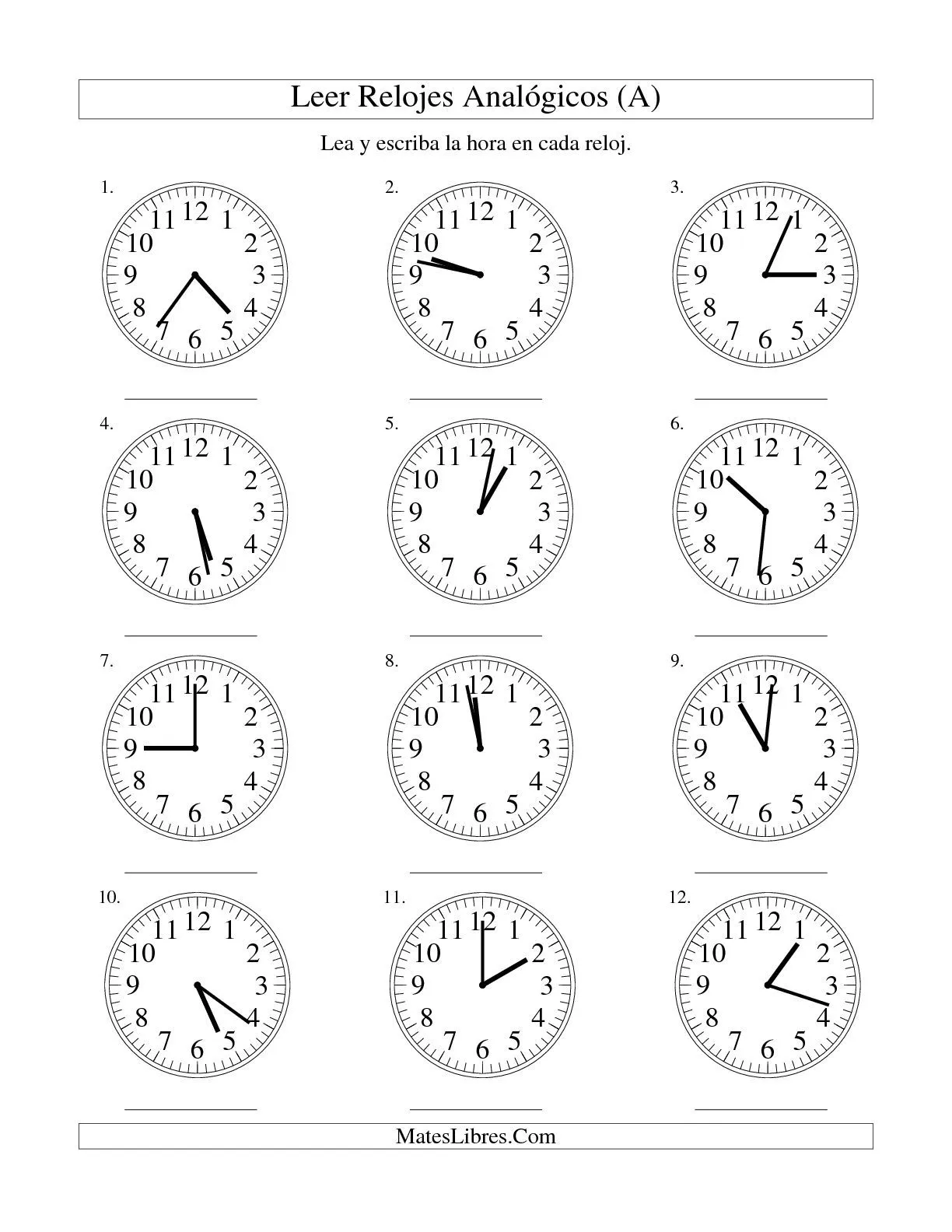 Leer la Hora en un Reloj Analógico en Intervalos de 1 Minuto (A ...