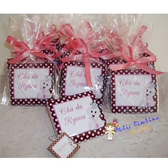 Lembrancinha Chá De Bebê Marrom e Rosa | Ateliê Bimbina Artes | Elo7