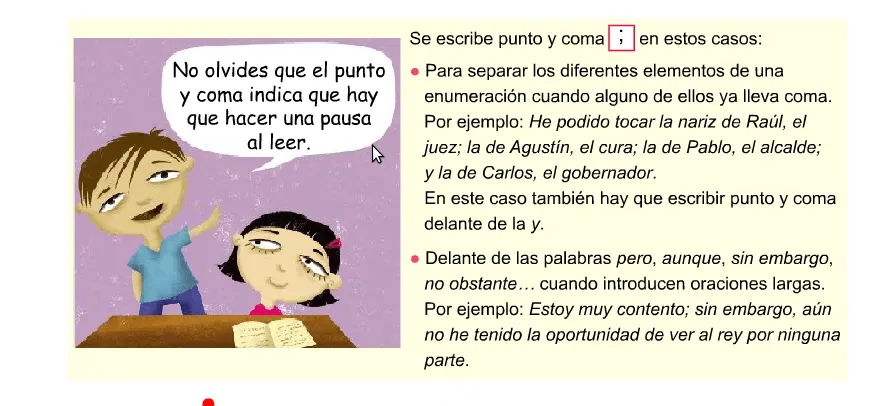 LENGUA 5º DE PRIMARIA: EL PUNTO Y COMA