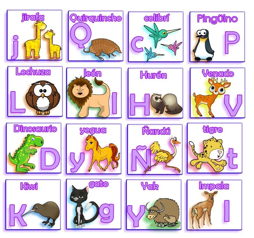 El Lenguaje de los Niños: Lotería de Letras y animales.