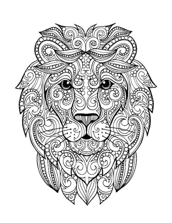 León Mandala Colorear Página Color Gato animales dibujar papel - Etsy México