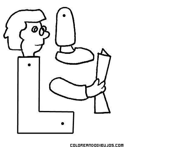 Letra L articulada para recortar y colorear