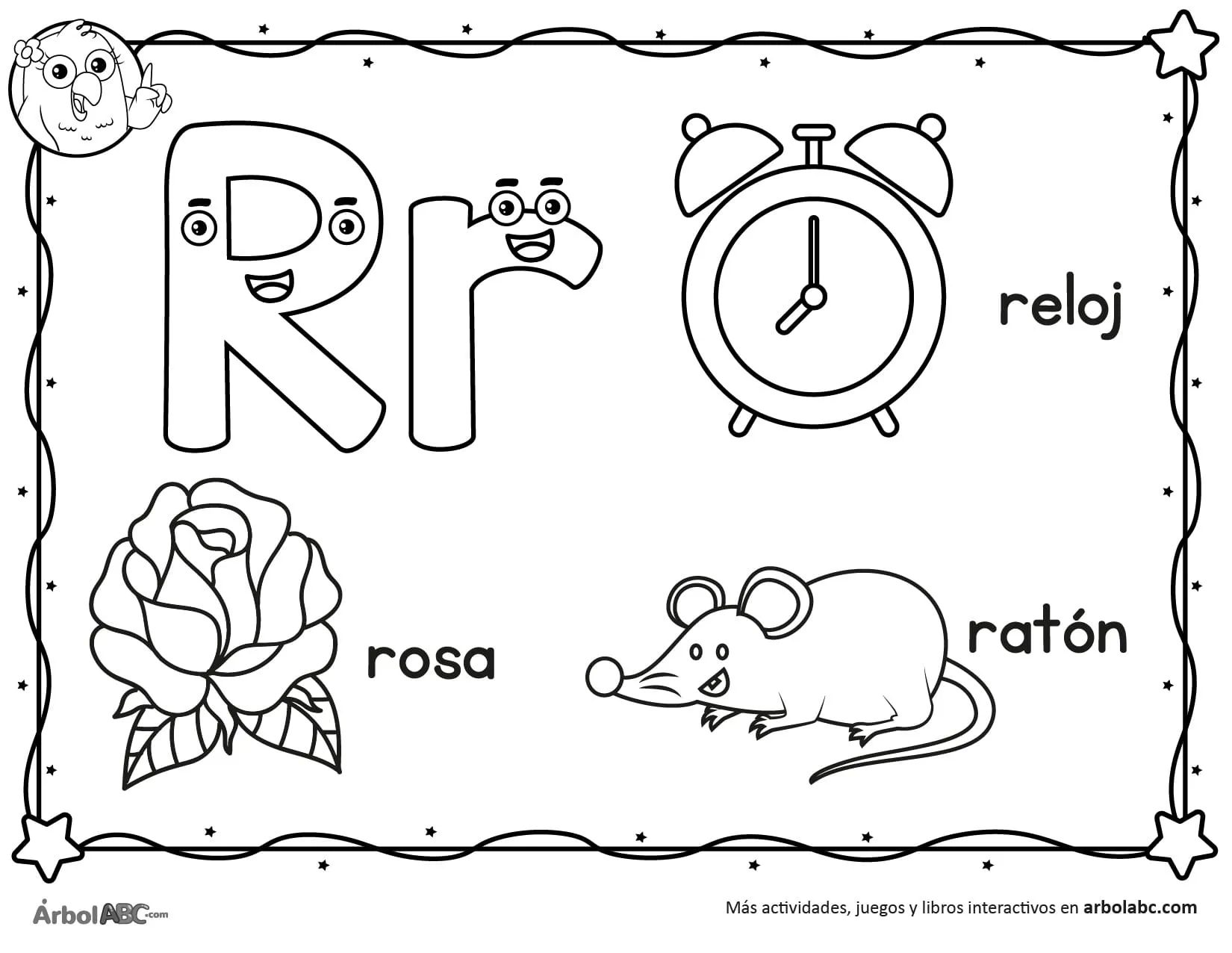 Letra R para colorear | Árbol ABC