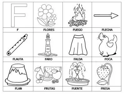 Letra F para colorear con dibujos - Imagui