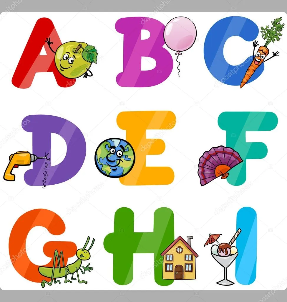 Letras del alfabeto educación dibujos animados para niños — Vector ...