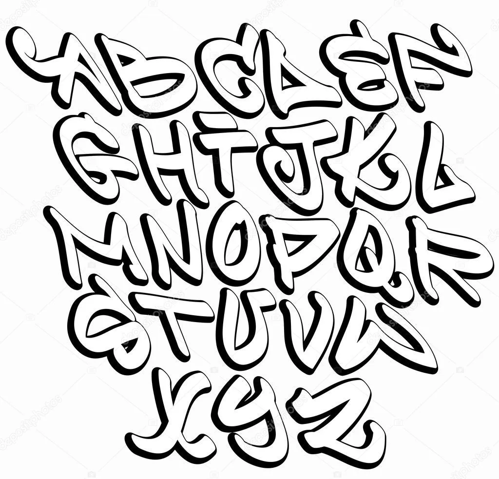 Letras del alfabeto graffiti font. tipo grafitti diseño de hip-hop ...