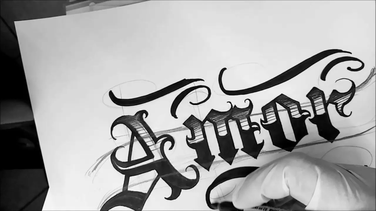 letras goticas para tatuar AMO /chicano gotico letters /lettering malandro  / gothic lettering - YouTube