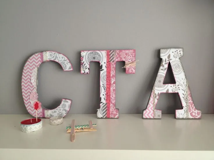 Letras de madera decoradas con papel | Letras | Pinterest