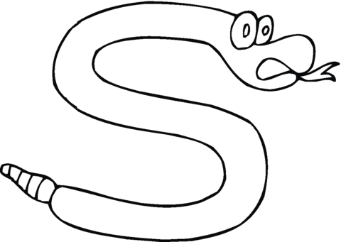 Letter S like snake coloring page | Super Coloring