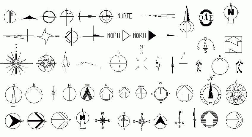 Librerías de Bloques AutoCAD: símbolos de norte