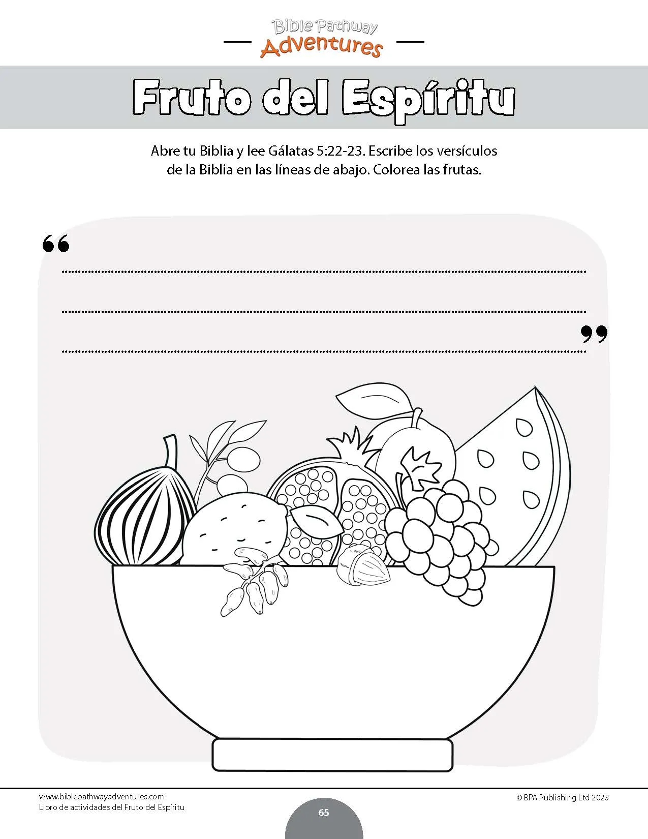 Libro de actividades del fruto del espiritu – Bible Pathway Adventures