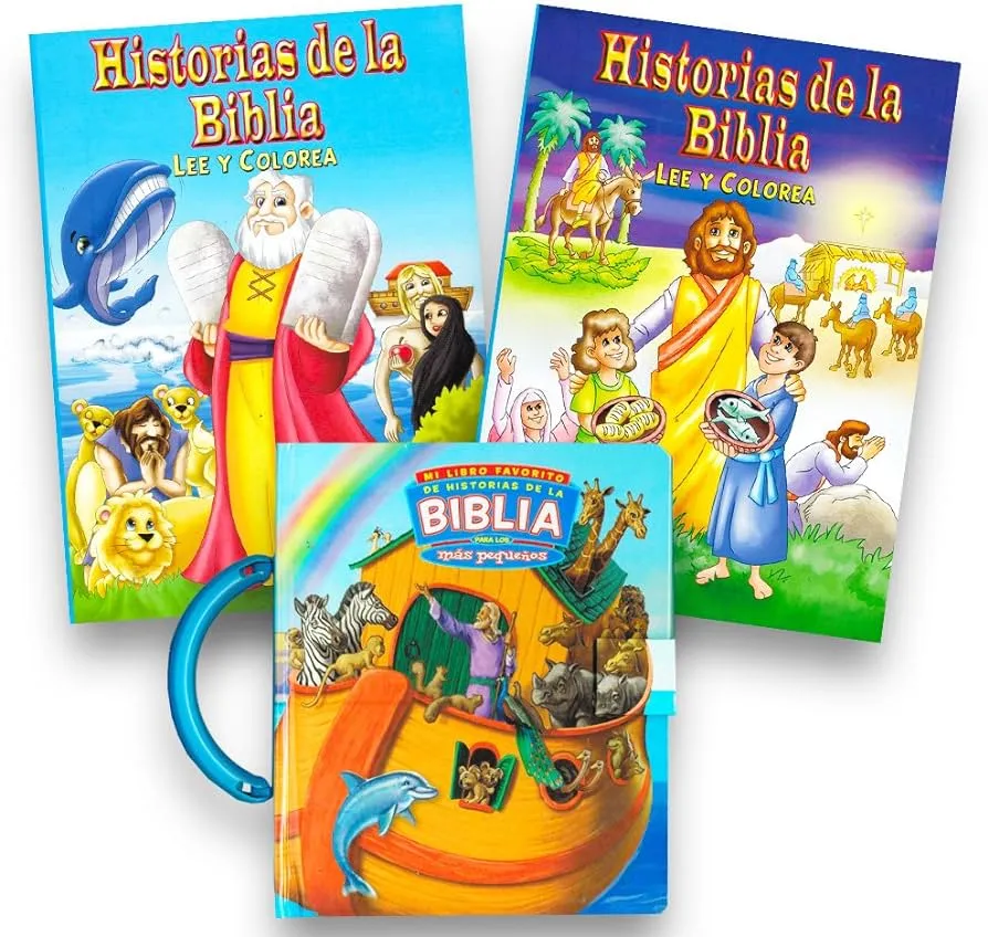 Libro de la Biblia Española para niños pequeños Paquete con 2 libros para  colorear de la