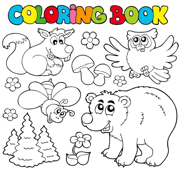 libro para colorear con animales del bosque 1 — Vector stock ...