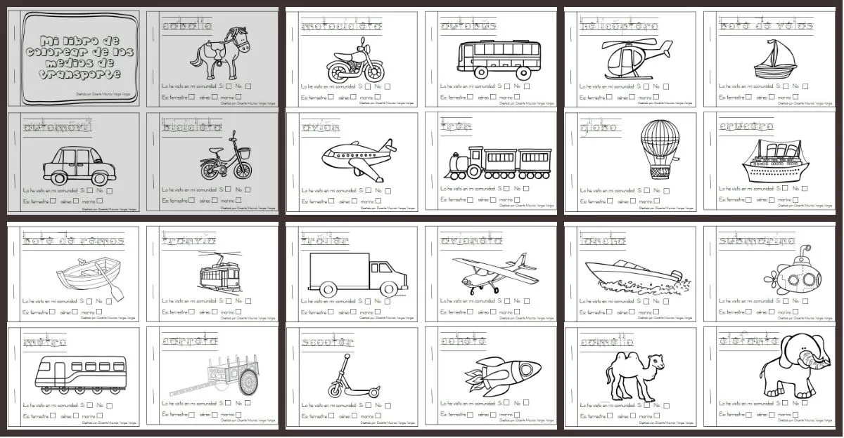 Mi libro de colorear Medios de Transporte – Imagenes Educativas