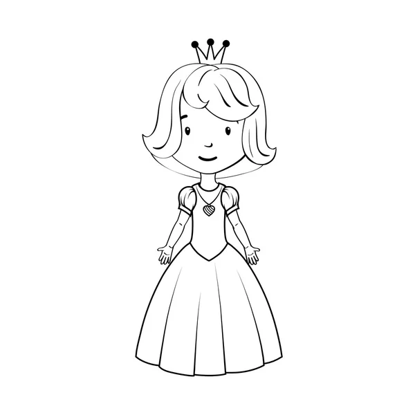 libro para colorear: niña vistiendo traje de la princesa — Vector ...