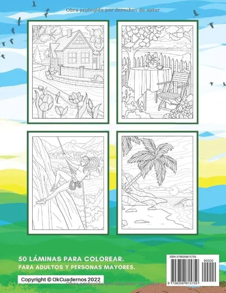 Libro de colorear Paisajes: 50 láminas para colorear adultos, niños y  personas mayores | paisajes para colorear, animales y naturaleza | dibujos  ... de vacaciones para adultos (Spanish Edition) : Cuadernos, Ok:  Amazon.com.mx: Libros