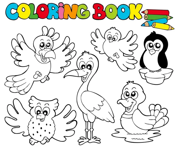 libro para colorear con los pájaros lindos 1 — Vector stock ...