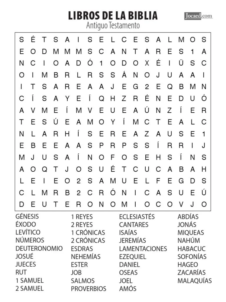 Libros de La Biblia Antiguo Testamento Sopa de Letras | PDF | Viejo Testamento | 1st Millennium Bc Books